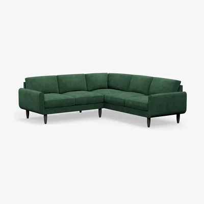 Cuckooland Hutch Rise Velvet 5 Seater Plus Corner Sofa with Round Arms