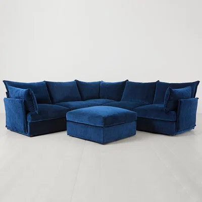 Cuckooland Swyft Sofa in a Box Model 06 Modular Royal Velvet Corner Sofa with Ottoman -