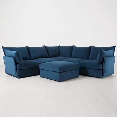 Cuckooland Swyft Sofa in a Box Model 06 Modular Velvet Corner Sofa with Ottoman -