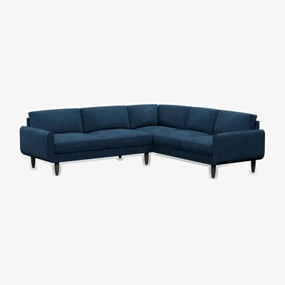 Cuckooland Hutch Rise Velvet 6 Seater Corner Sofa with Round Arms - Ink