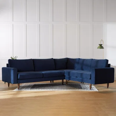 Cuckooland Hutch Rise Velvet 6 Seater Corner Sofa with Block Arms - Ink