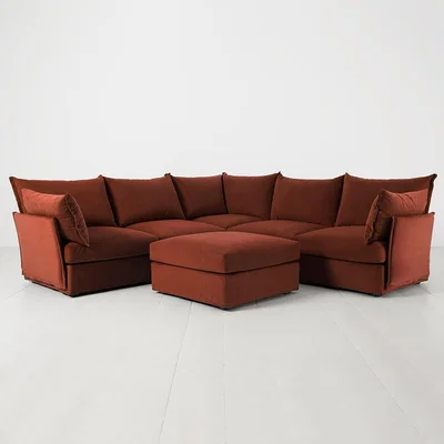 Cuckooland Swyft Sofa in a Box Model 06 Modular Velvet Corner Sofa with Ottoman -
