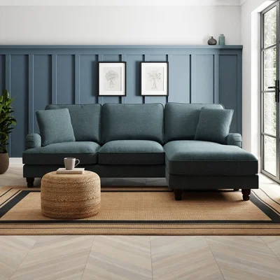 Dunelm Beatrice Chunky Soft Chenille Corner Chaise Sofa Chunky Soft Chenille Pacific