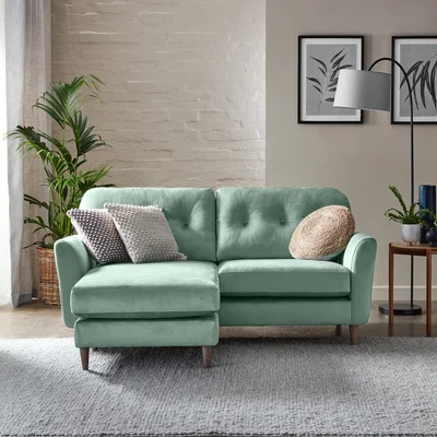 Dunelm Return - Sven Opulent Velvet Reversible Corner Chaise Sofa, Mineral Opulent Velvet Mineral