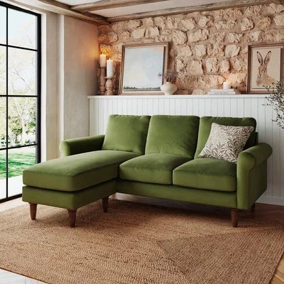 Dunelm Maeve Compact Velvet Corner Chaise Sofa