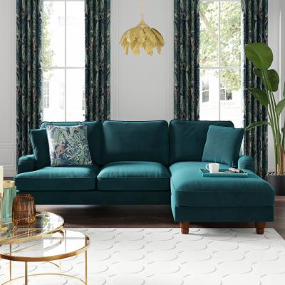 Dunelm Beatrice Matte Velvet Right Hand Corner Chaise Green