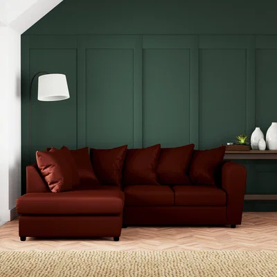 Dunelm Blake Curved Arm Opulent Velvet Corner Chaise Sofa Opulent Velvet Orange Umber