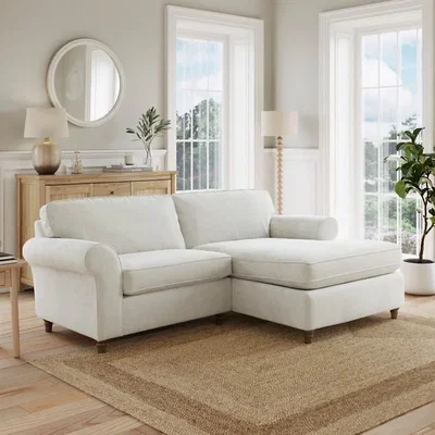 Dunelm Flori Chenille Soft Texture Corner Chaise Sofa