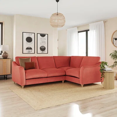 Dunelm Hattie Matte Plush Velvet Corner Sofa Matte Plush Velvet Clay