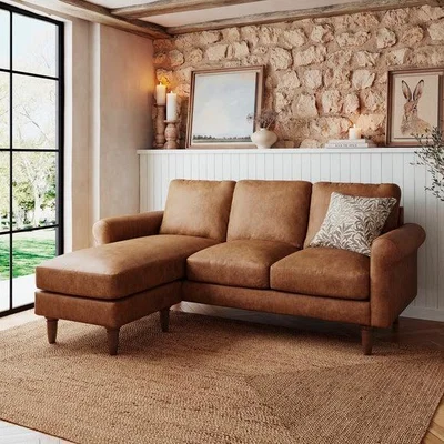 Dunelm Maeve Compact Faux Leather Corner Chaise Sofa