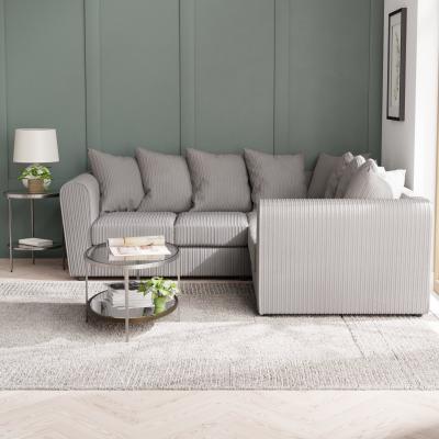 Dunelm Blake Curved Arm Jumbo Cord Large Corner Sofa Jumbo Cord Grey