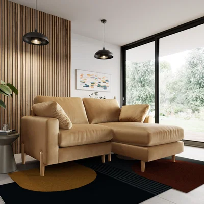 Dunelm Apollo Vintage Velvet Corner Chaise Sofa Vintage Velvet Honey