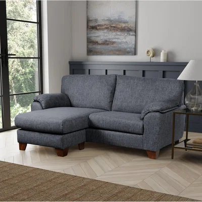 Dunelm Meyer Tonal Weave Compact Corner Sofa Navy