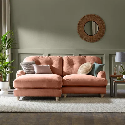 Dunelm Martha Vintage Velvet Corner Chaise Vintage Velvet Apricot