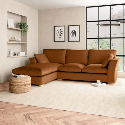 Dunelm Blakeney Luxury Velvet Corner Chaise Sofa Luxury Velvet Orange Umber