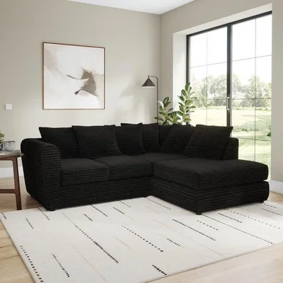 Dunelm Blake Horizontal Jumbo Cord Corner Chaise Sofa