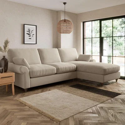 Dunelm Salisbury Luxury Velvet Right Hand Corner Sofa Luxury Velvet Natural