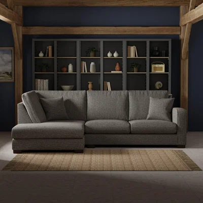 Dunelm Carson Chunky Multi Weave Left Hand Corner Sofa Grey