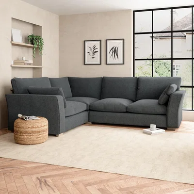 Dunelm Blakeney Slub Cotton Blend Corner Sofa Slub Cotton Black