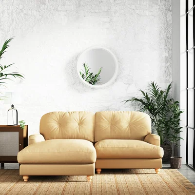 Dunelm Martha Slub Faux Linen Corner Chaise Sofa Slub Faux Linen Ochre