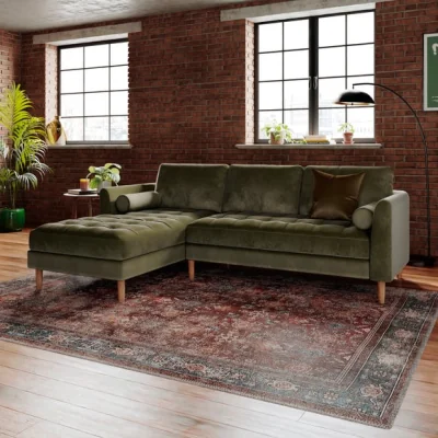 Dunelm Max Velvet Corner Chaise Sofa
