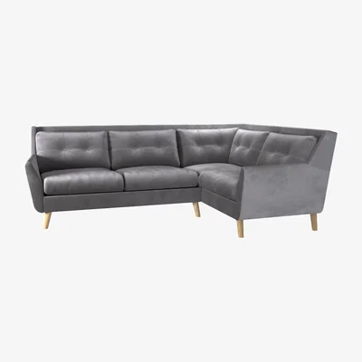 Dunelm Halston Velvet Right Hand Corner Sofa Grey