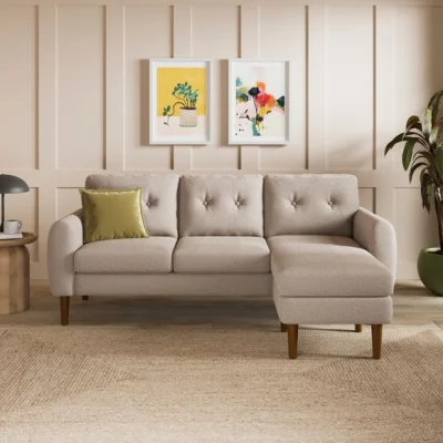Dunelm Lola Chunky Chenille Curved Arm Corner Chaise Sofa