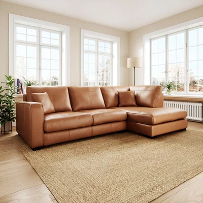 Dunelm Carson Classic Leather Large Corner Chaise Sofa