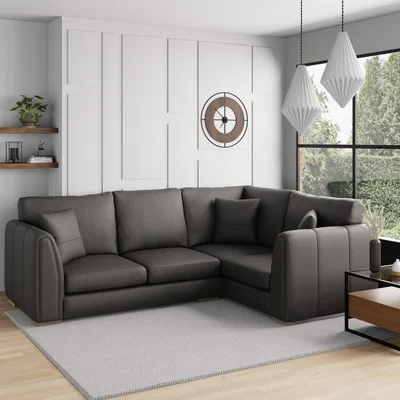 Dunelm Austin Faux Leather Corner Sofa Graphite (Grey)