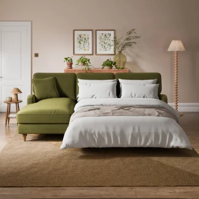Dunelm Beatrice II Velvet Corner Storage Sofa Bed