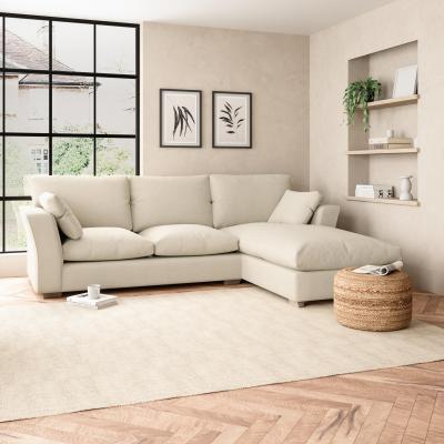 Dunelm Blakeney Textured Weave Corner Chaise Sofa Textured Weave Honey