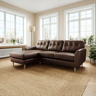 Dunelm Sven Classic Leather Large Corner Chaise Sofa