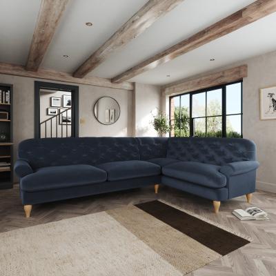 Dunelm Canterbury Corner Sofa Cosy Velvet Navy