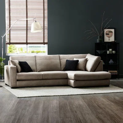Dunelm Carson Faux Leather Right Hand Corner Sofa Mink