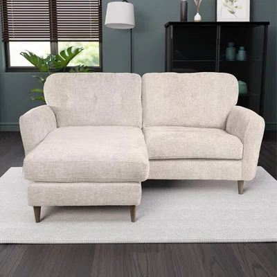 Dunelm Sven Chunky Chenille Corner Chaise Sofa White Sand