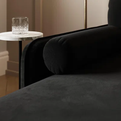 Dunelm Cassie Velvet Reversible Corner Chaise Black