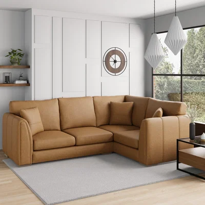 Dunelm Austin Faux Leather Corner Sofa Tan