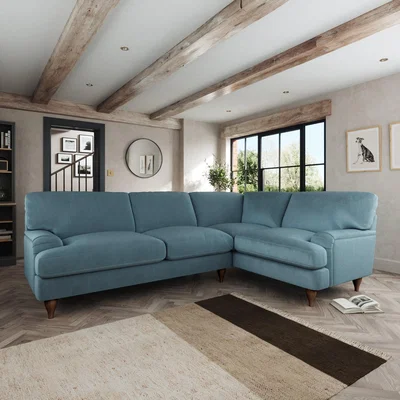 Dunelm Darwin Corner Sofa Cosy Velvet Pacific