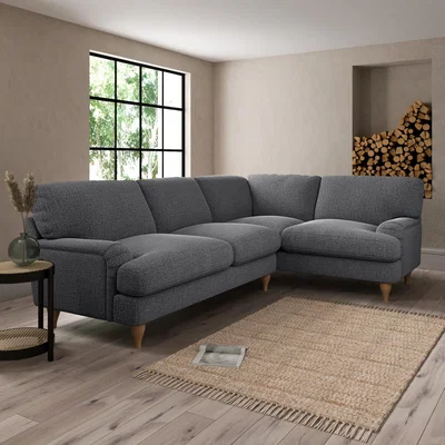 Dunelm Darwin Slub Cotton Blend Right Hand Corner Sofa Slub Cotton Black
