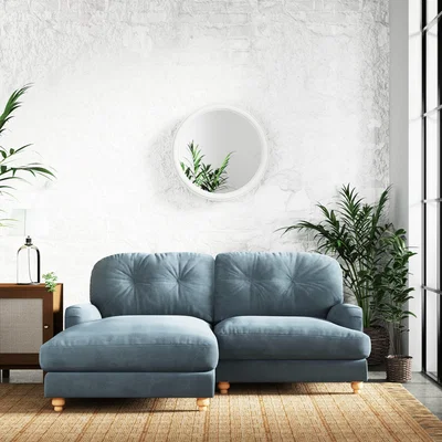Dunelm Martha Vintage Chenille Corner Chaise Sofa Vintage Chenille Aqua