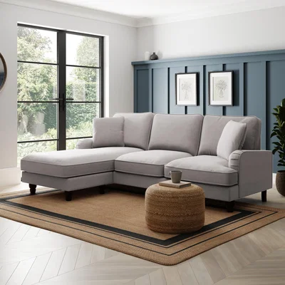 Dunelm Beatrice Flatweave Grey Corner Chaise Sofa Flatweave Grey
