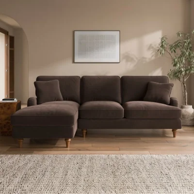 Dunelm Beatrice II Velvet Corner Chaise Sofa
