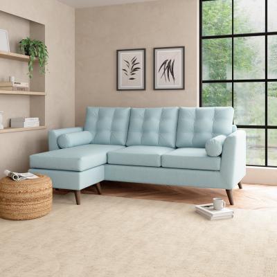 Dunelm Lewes Slub Cotton Blend Large Corner Chaise Slub Cotton Blend Light Mineral