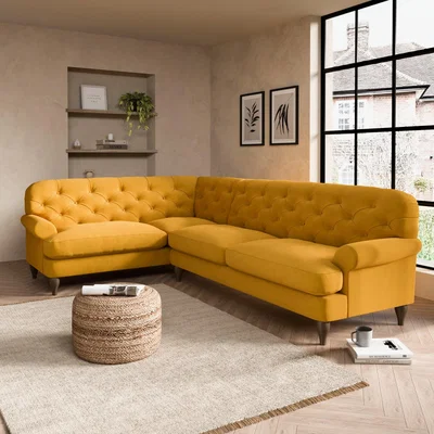 Dunelm Canterbury Luxury Velvet Left Hand Corner Sofa Luxury Velvet Old Gold