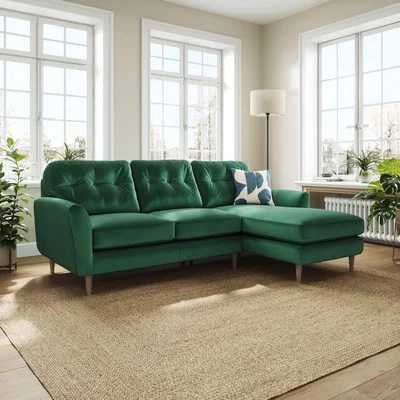 Dunelm Sven Opulent Velvet Large Corner Chaise Sofa Bottle Green