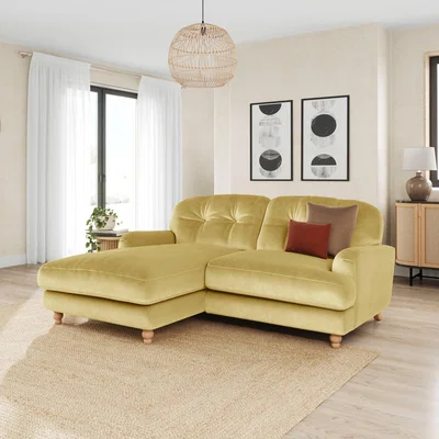 Dunelm Martha Vintage Velvet Corner Chaise Vintage Velvet Sunshine