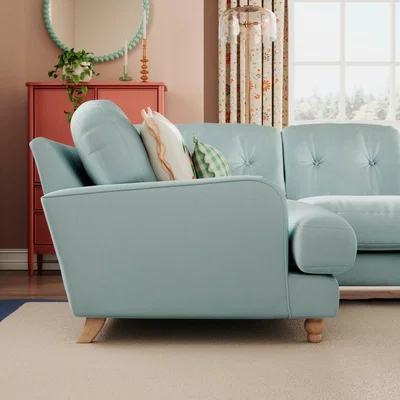 Dunelm Martha Vintage Velvet Full Corner Sofa Vintage Velvet Soft Blue