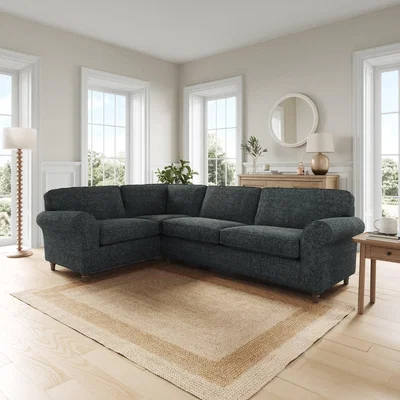Dunelm Flori Corner Sofa, Chunky Chenille Navy