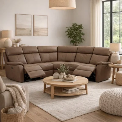 Dunelm Aspire Kingsmere Leather Power Recliner 5 Seater Corner Sofa