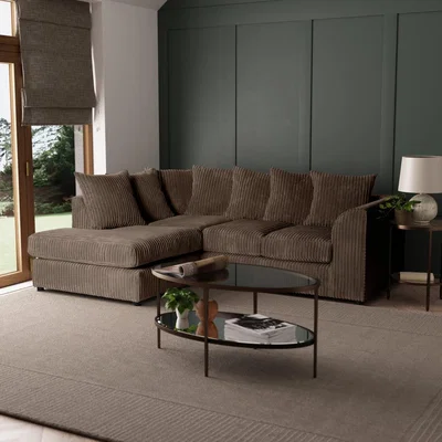 Dunelm Blake Jumbo Cord Left Hand Corner Sofa Coffee